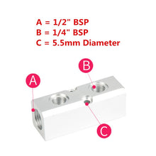 Load image into Gallery viewer, High Quality PT Thread Port 2 3 4 5 6 Way Pneumatic Quick Connector Air Hose Aluminum Manifold Block Splitter Connector Fittings