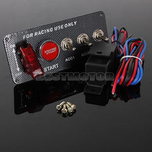 Load image into Gallery viewer, Universal Racing Race Car Ignition Switch Panel Engine Start Button Red LED Toggle DC12V
